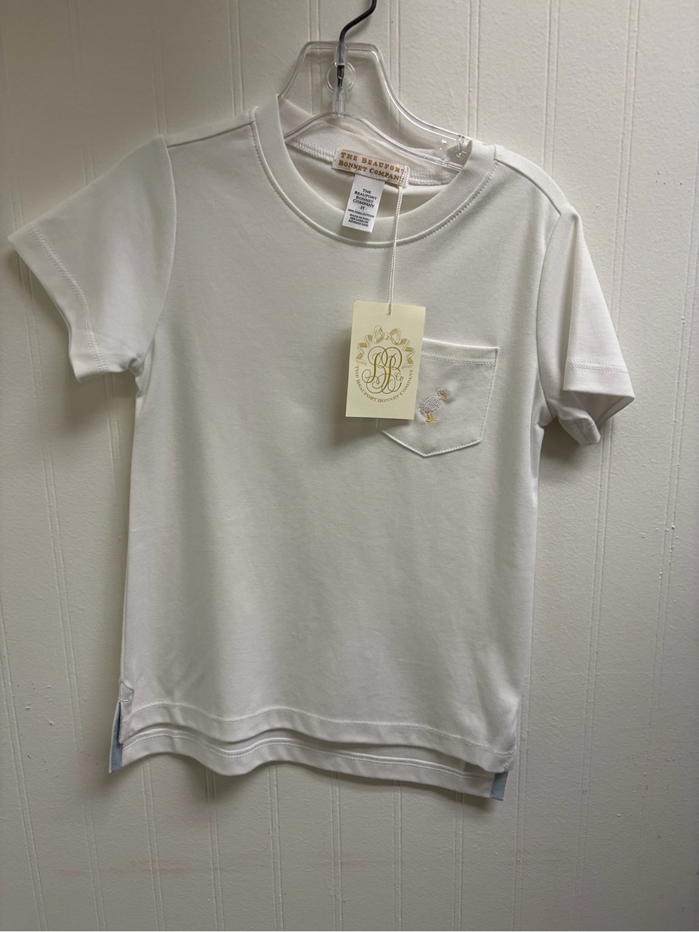 The Beaufort Bonnet Company Kids Cream Short Sleeve Pocket Tee